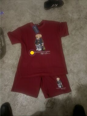 Polo by Ralph Lauren Maroon Bear Short Set